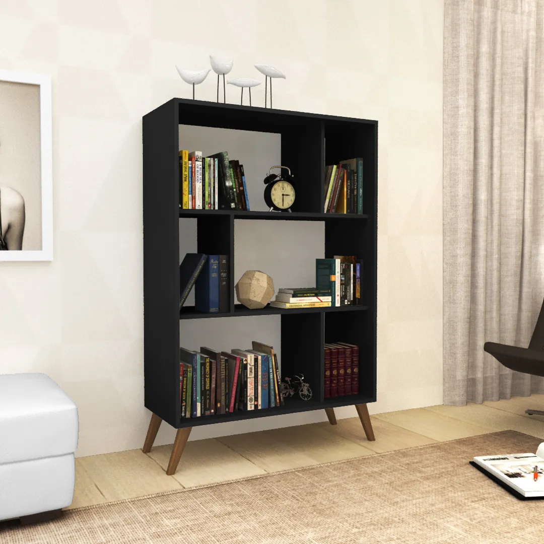 Estante Divisória MOVELBENTO 4 Nichos Preta - Organização E Decoração