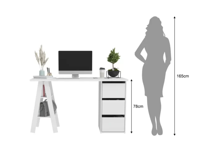 Mesa Escrivaninha 02 Prateleiras e Gavetas 1350X780X600 MM - Imagem 4