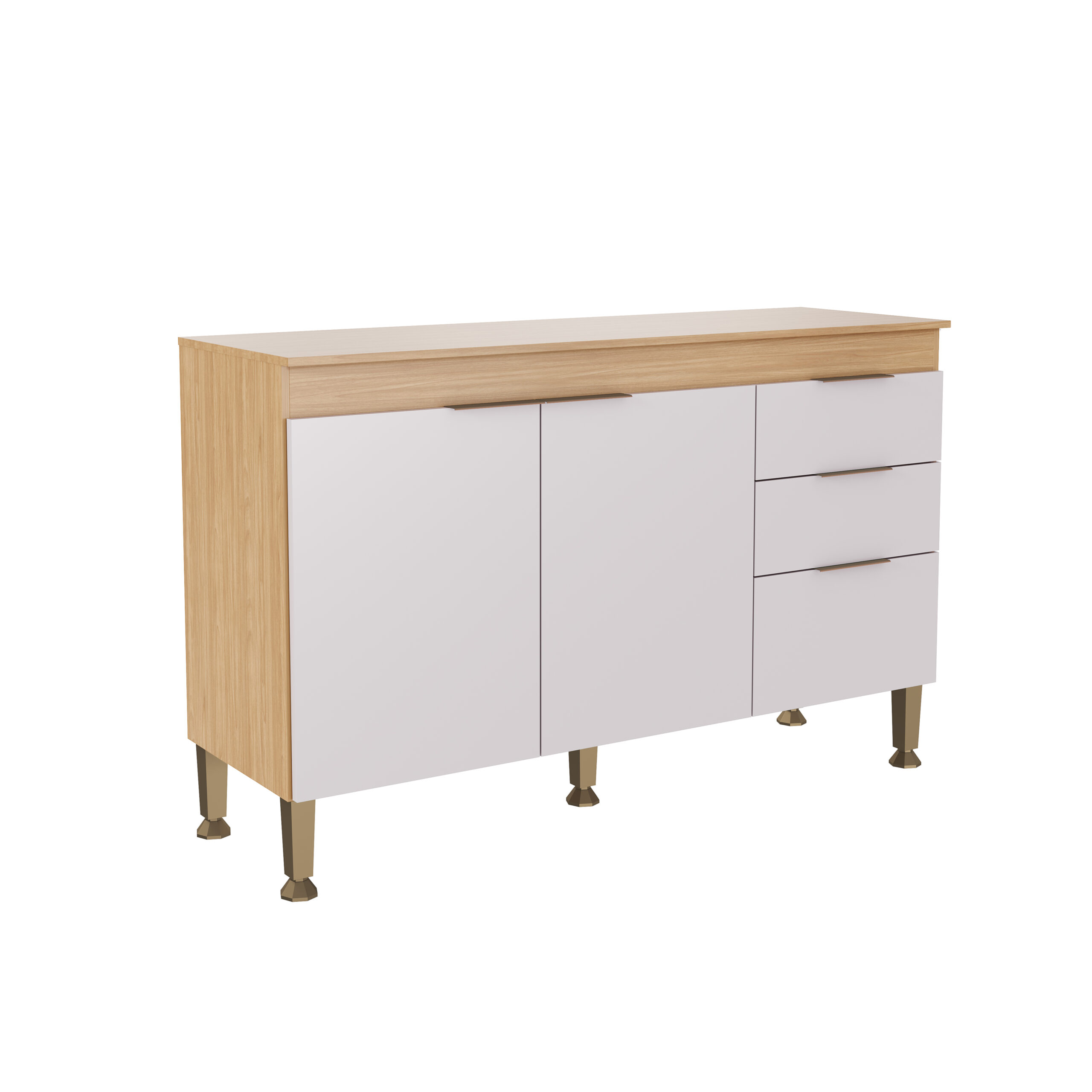 MB 1135 MEL OFF WHITE - FI Mueble bajo de 120 cm - 2 puertas, 3 cajones - Imagen 1