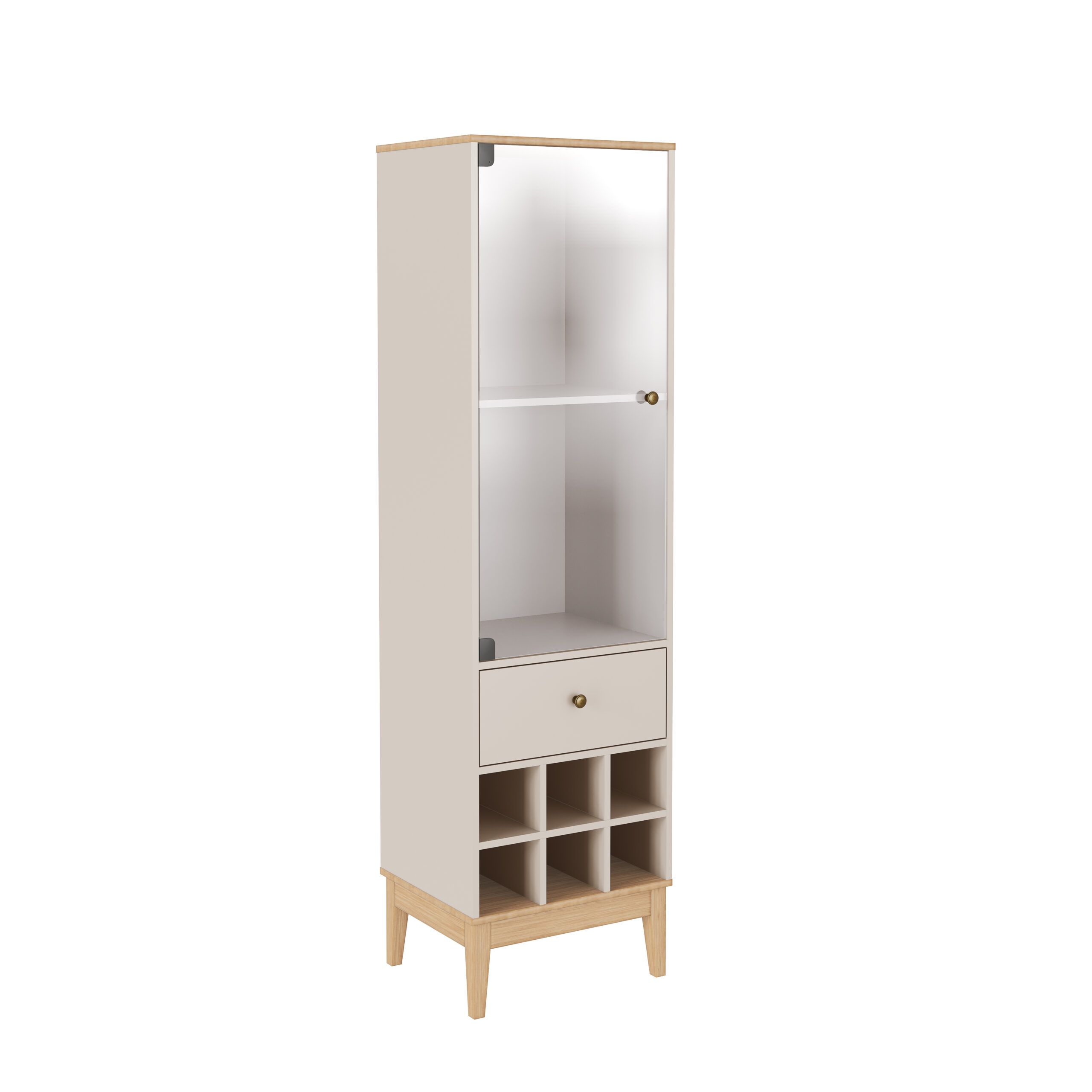 MB 1145 - CINZA MEL - FI Vitrina-bodega de 1 puerta y 1 cajón - Imagen 1