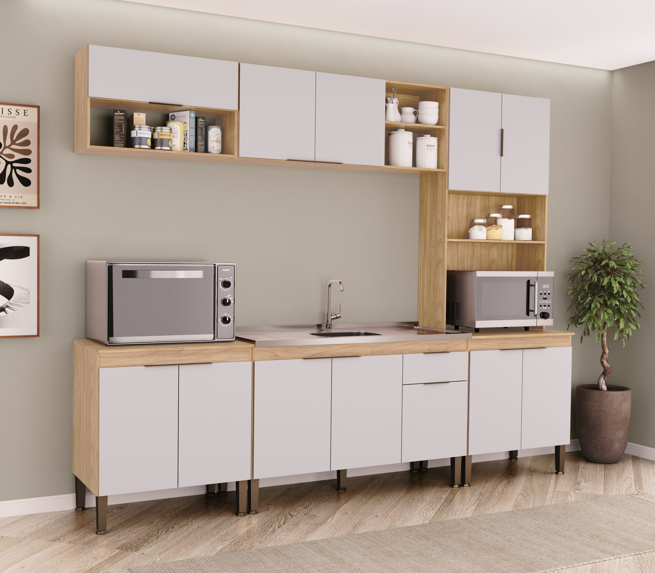 MB 9043 - MEL OFF WHITE AMB R1 Cozinha CECÍLIA 01 - Imagem 1